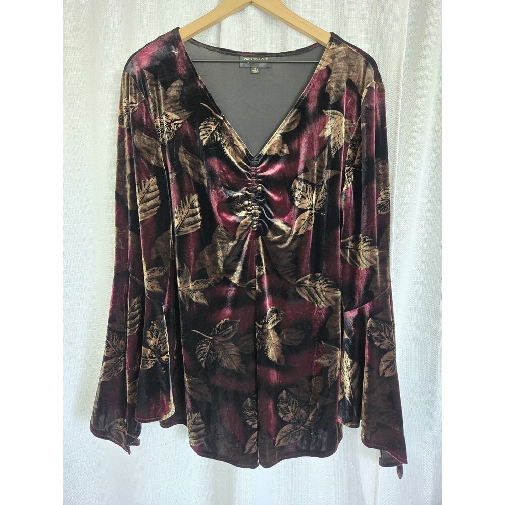 Velvet Floral Top Sz 18 Witchy Boho Gothic Whimsigoth Dark Romantic Renaissance - Picture 2 of 10